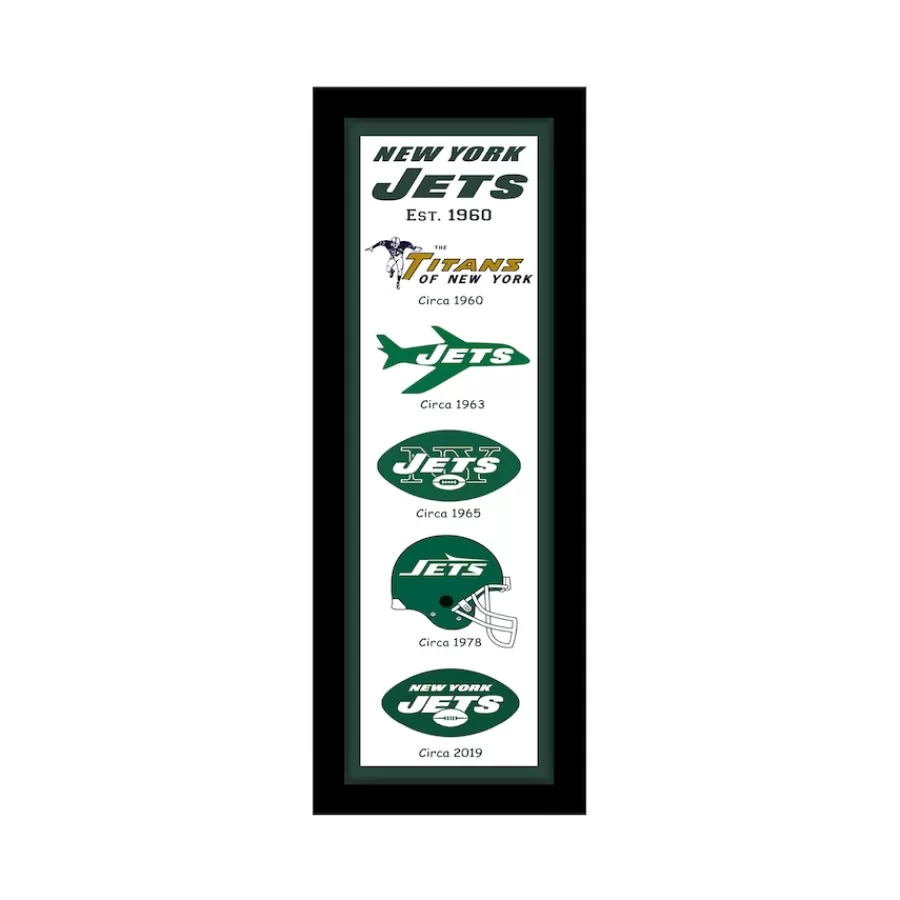 New York Jets Wall Art | Wall Art^ 8" X 26" Established Date And Heritage Framed Wall Art