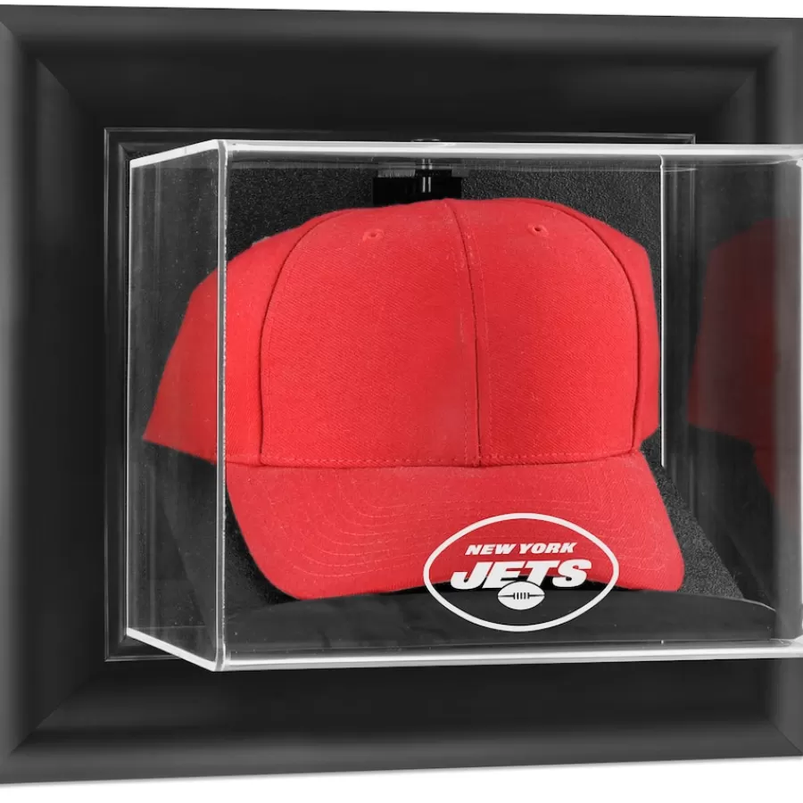 New York Jets Display Cases^ Black Framed Wall-Mountable Cap Logo Display Case