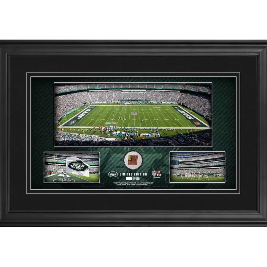 New York Jets Wall Art | Photos^ Framed 10" X 18" Stadium Panoramic Collage With Game-Used Football - Limited Edition Of 500