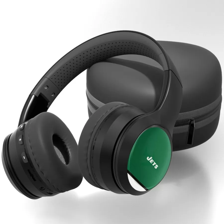 New York Jets Music^ Historic Stripe Wireless Bluetooth Headphones With Case