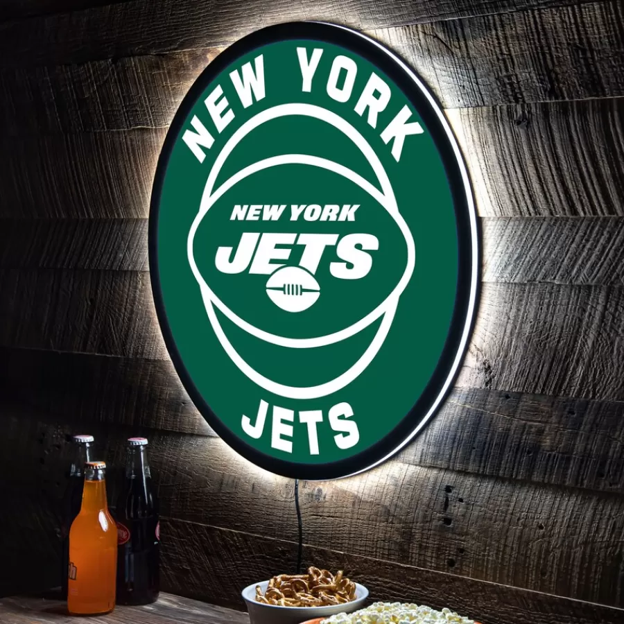 New York Jets Lighting^ LED XL Round Wall Décor