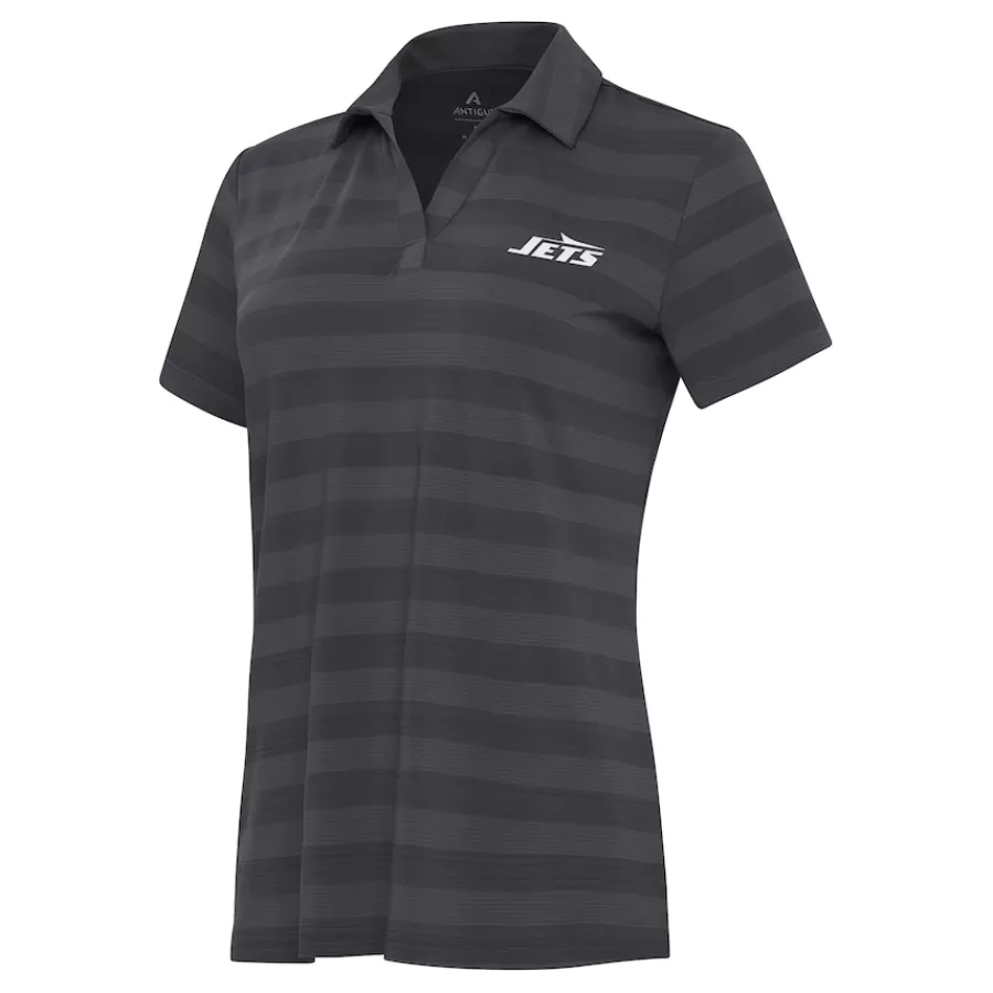 Women New York Jets Polos^Women's Antigua Pewter Tunnel Polo
