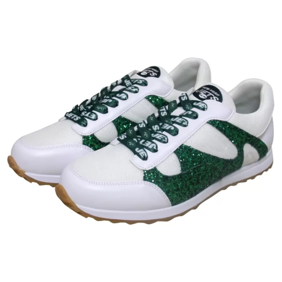 Women New York Jets Shoes & Socks^Women's Cuce White Glitter Sneakers