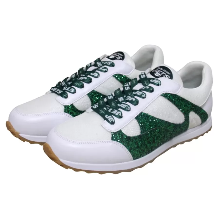 Women New York Jets Shoes & Socks^Women's Cuce White Glitter Sneakers