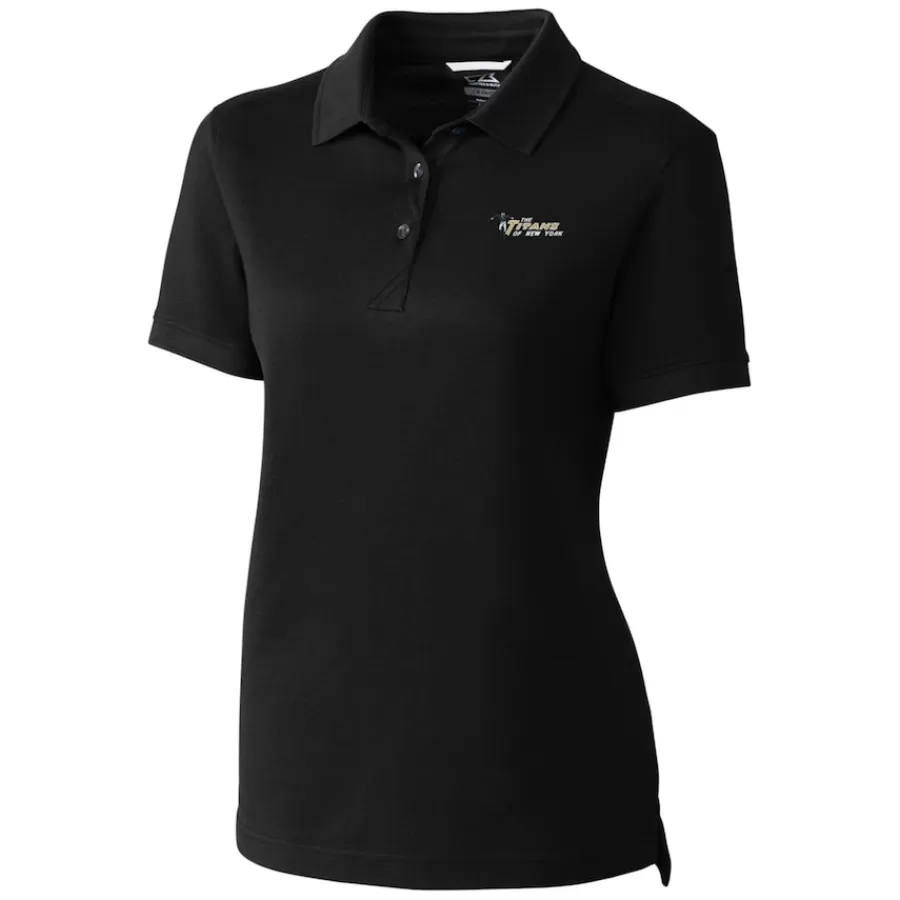 Women New York Jets Polos^Women's Cutter & Buck Black Throwback Logo Advantage Tri-Blend Pique Polo