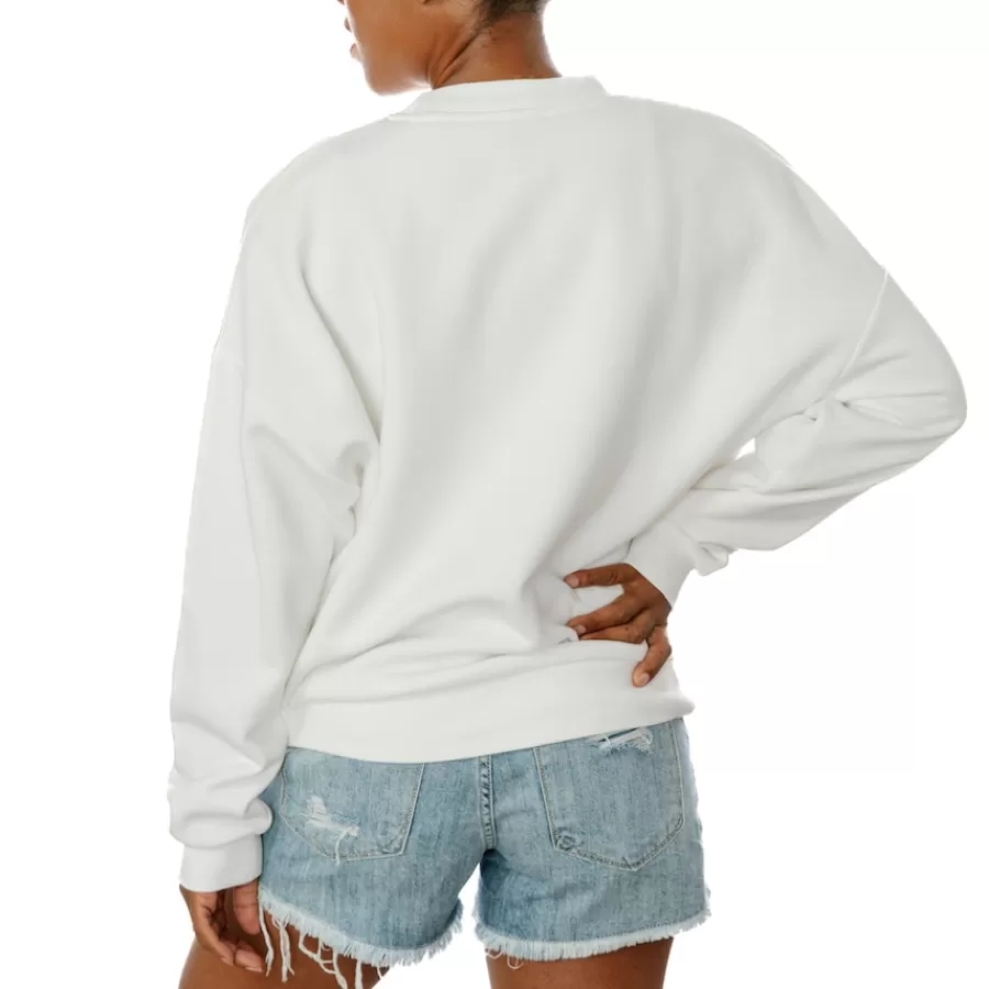 Women New York Jets Sweatshirts & Fleece | Women^Women's Gameday Couture White Sunday Drives Oversized Crewneck Pullover Sweatshirt