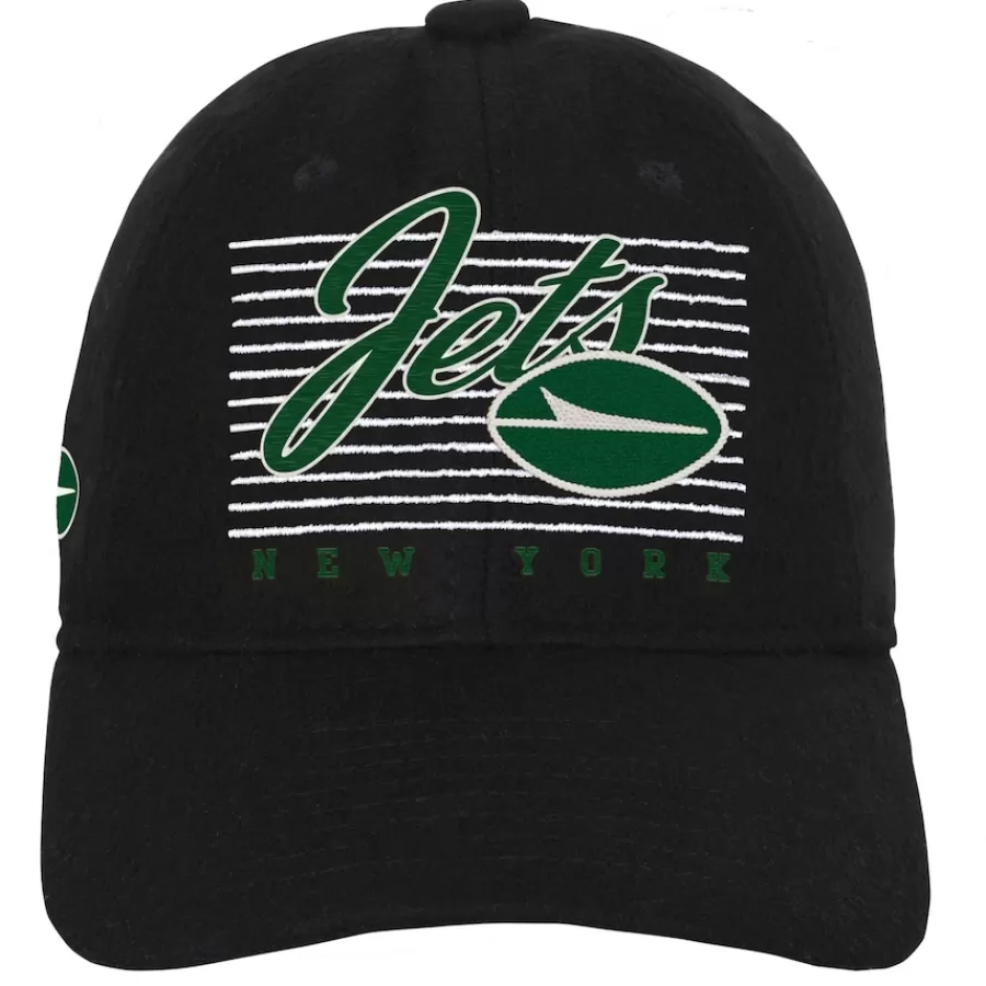Kids New York Jets Hats | Kids^Youth Black Retro Wooly Adjustable Hat