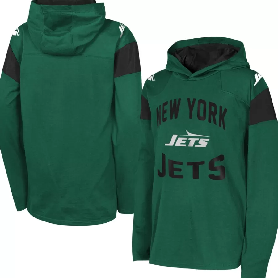 Kids New York Jets T-Shirts | Kids^Youth Green The Champ Is Here Retro Long Sleeve Hoodie T-Shirt