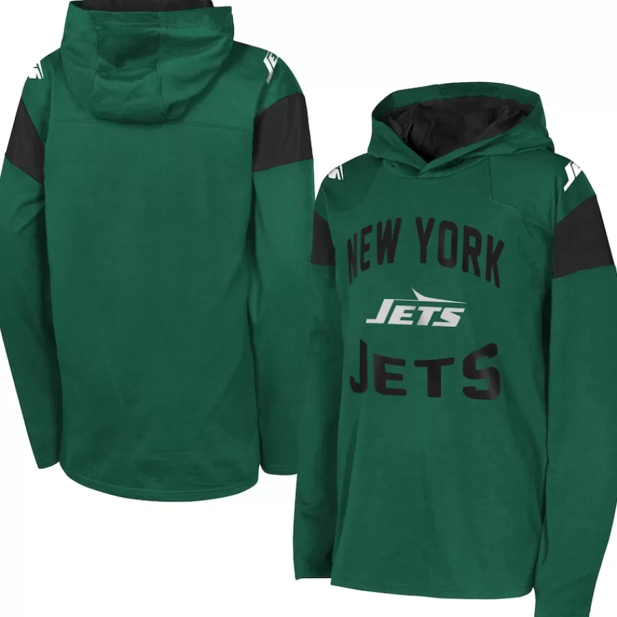 Kids New York Jets T-Shirts | Kids^Youth Green The Champ Is Here Retro Long Sleeve Hoodie T-Shirt