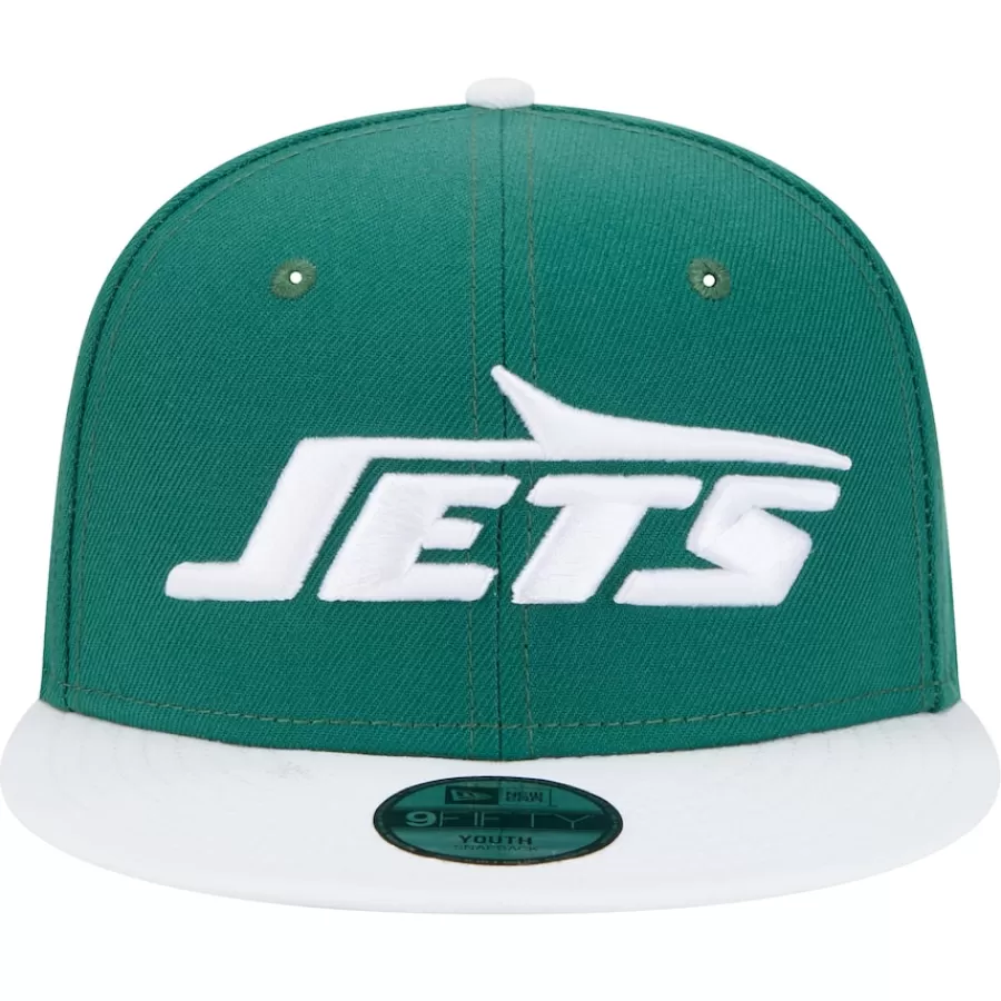 Kids New York Jets Hats | Kids^Youth New Era Green/White Main Two-Tone 9FIFTY Snapback Hat