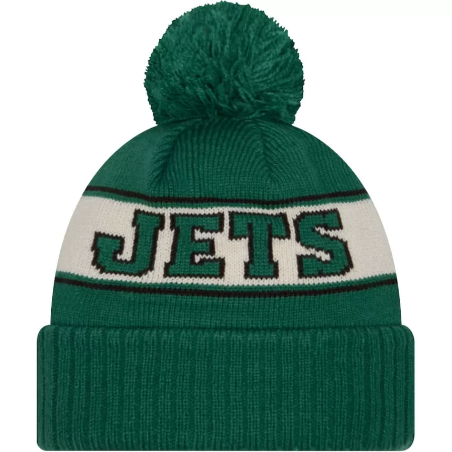 Kids New York Jets Hats | Kids^Youth New Era Kelly Green Retro Cuffed Knit Hat With Pom