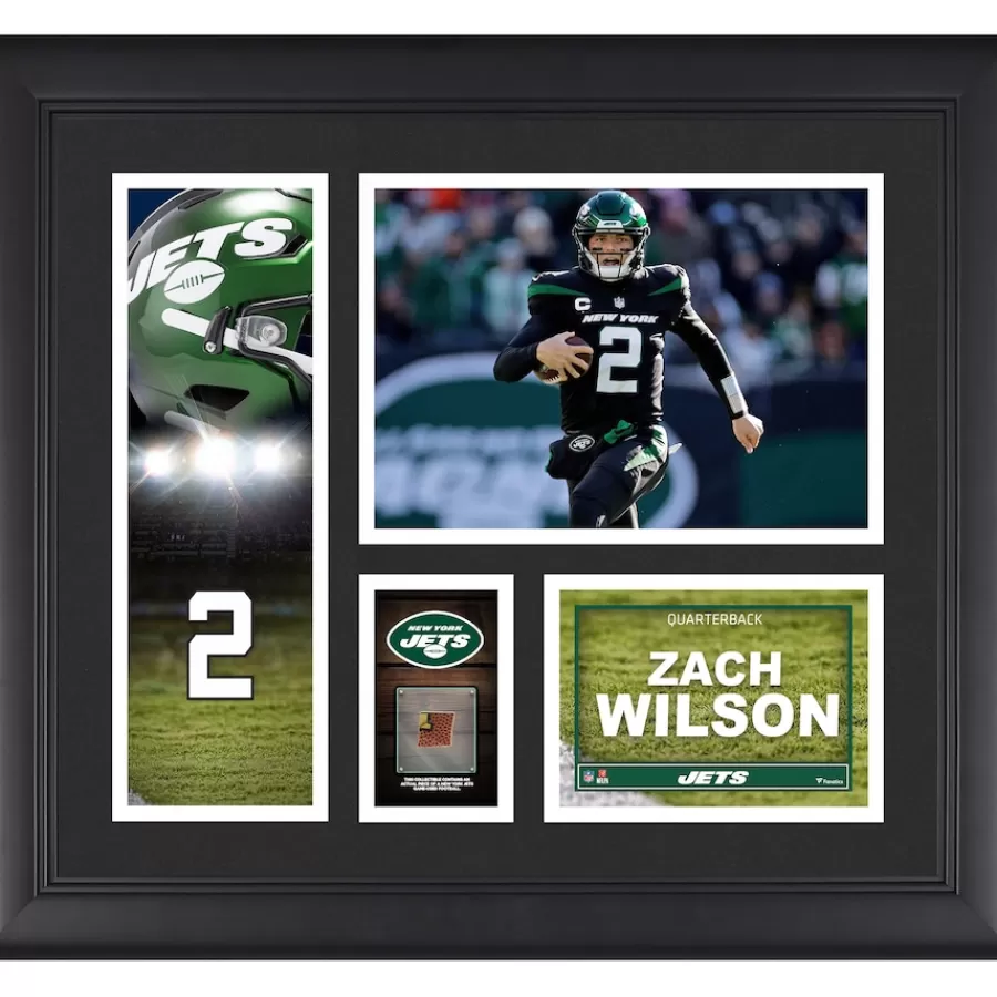 New York Jets Wall Art | Photos^Zach Wilson Framed 15" X 17" Player Collage With A Piece Of Game-Used Ball